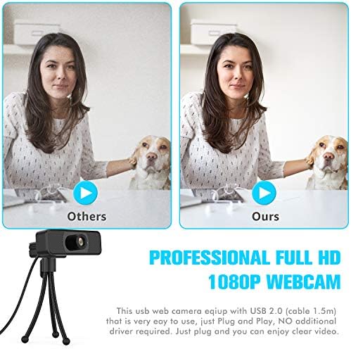1080p webcam com microfone, atualizado 2020 Boswell 5 megapixels Full HD PC Desktop ou webcam de laptop, lente de