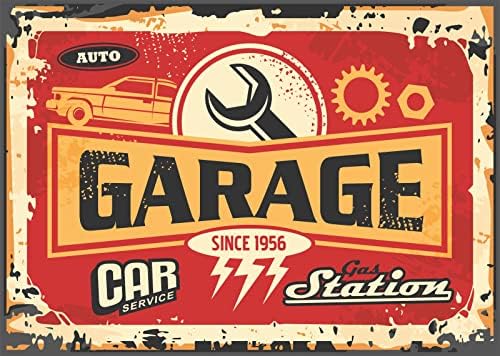 BELECO 20x10ft Fabric Vintage Garage Sign Centrões de carro para fotografia Serviço de carro e ferramenta de chave de posto de gasolina