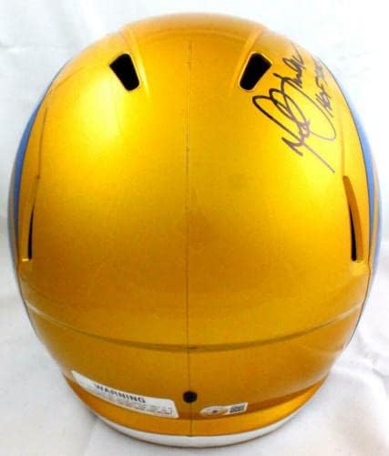 Marshall Faulk autografou Rams f/s Capacete de velocidade de flash com holograma de 3 Insc. -BAW - Capacetes NFL autografados