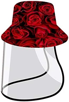 Fisherman Hat Visor With Cover, Rosas vermelhas Cap de protetor floral Summer Moda de moda dobrável Chapéu UV Proteção