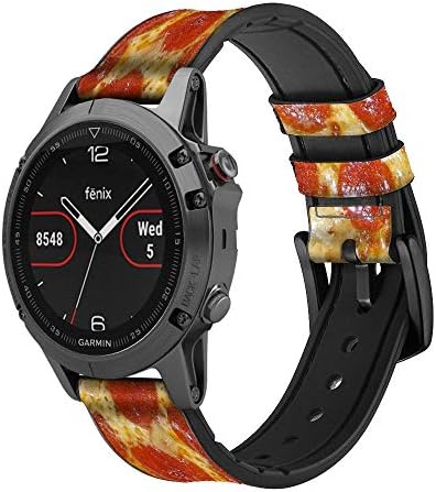 CA0029 Pizza Leather & Silicone Smart Watch Band Strap for Garmin Approach S40, Forerunner 245/245/645/645, Tamanho do