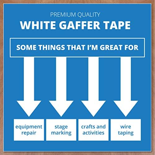 Gaffers brancos Fita fita adesiva de 4 polegadas por 90 pés de pano pesado-fita de gaff não reflexiva, resistente à água e sem