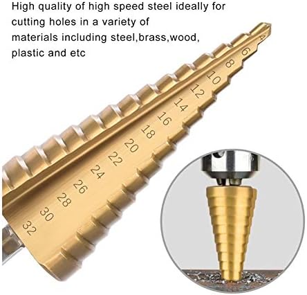 Perfuração de etapa de canela espiral de alta velocidade de aço de aço de carpintaria broca de 4-32 mm hss titânio