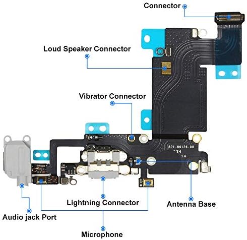 MMOBiel Dock Connector Compatível com o iPhone 6S Plus 2015 - Chave de portas de carregamento Cabo Flex - Porta de fone de