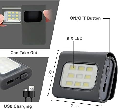 Correndo luz, 2 pacote USB Luz recarregável de corrida 3 Modos de iluminação Forte Luzes magnéticas Clipe portátil