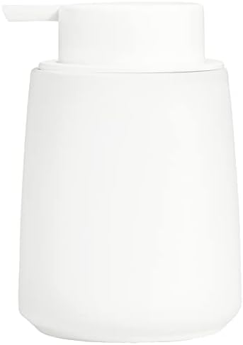 Distribuidor de sabão branco de 12 onças-Distribuidor de sabão de loção em cerâmica para banheiro com bomba de fácil de