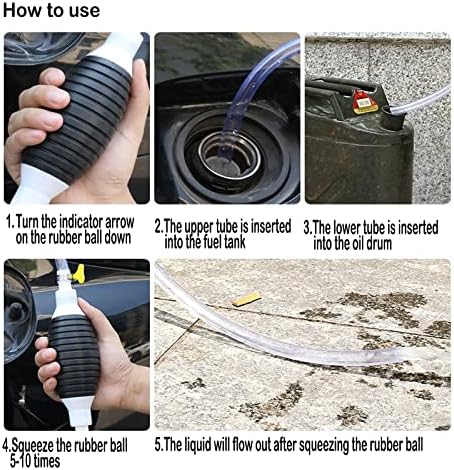Bomba manual manual da mão, adequada para gasolina, diesel, tanque de peixe, bomba de transferência de bomba manual com 1 tubo durável de PVC Siphon