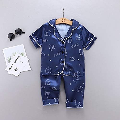 Pijama de Páscoa XBKPLO bebê menina infantil menino menino de cor sólida cetim e calça 2pcs menina 5t pijama conjunto