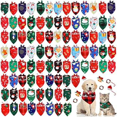 180 peças Bandanas de cão de inverno Bandanas férias em massa de cachorro Bibs férias figurino de pet cão cão de Natal Triângulo