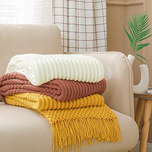 Pandahome texturizou tiro cobertor macio de malha decorativa vintage para sofá, cama, fazenda e decoração de casa, 51 x 67,