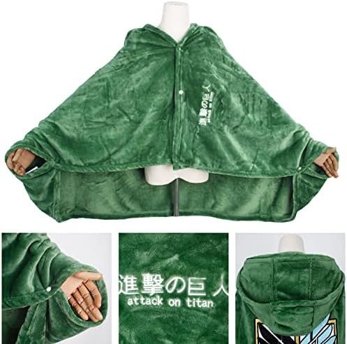 MCHOIJUDD Blanket Anime AOT Cosplay Tropeiro Flanela Flanela Velo Vista Verde Capinho Halloween SHAP