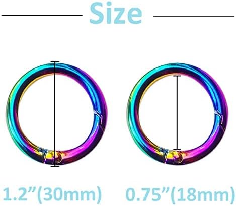 Yukaba 10 pacote arco -íris mola o anel, calcinha de fivela de metal de 1,2 polegada