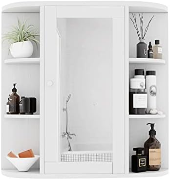 Gabinete de parede de banheiro Vivijason - Over o armário de armazenamento de economia de espaço para o banheiro - organizador de armazenamento de medicamentos - armário de banheiro com espelho de porta única e 2 prateleiras ajustáveis