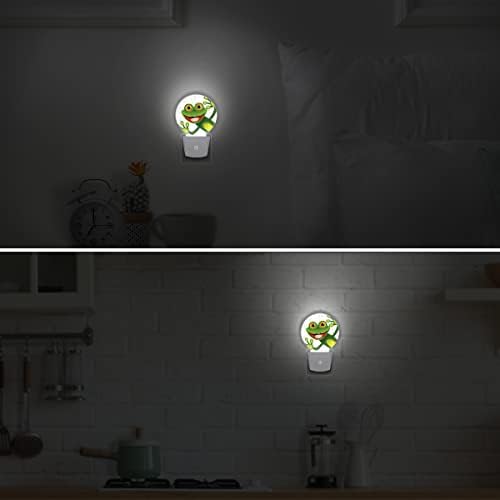 DXTKWL Funny Animal Frog Round Night Lights 2 pacote, Rain Water Drop Plug-in LED Nightlights Dusk Auto para Lâmpada do Sensor