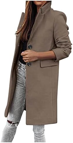 Jaqueta de inverno feminino Casual Double Double Outwear Lapela Cardigan Lão de casaco de comprimento de comprimento de casaco Alto