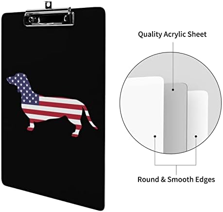 Placa de clips de clips de bandeira americana dachshund com clipes de clipe de clipe de baixo perfil