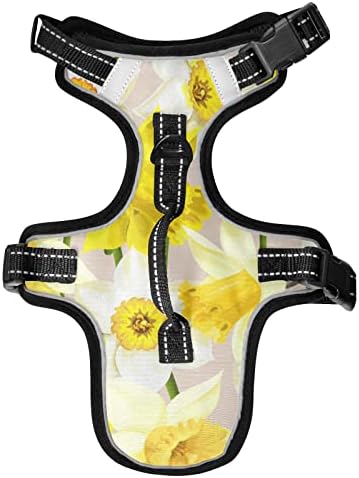 Oyihfvs sem costura e amarelo narcisos de flores de textura cão/gato de gato, arnês reflexivo de antiskídeo ajustável