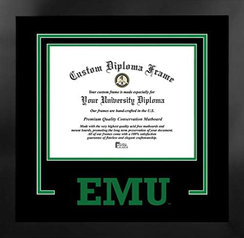 Imagens do campus NCAA Eastern Michigan Eagles Diploma Unissex Spirit Diploma Manhattan Black Frame com litografia bônus, preto,