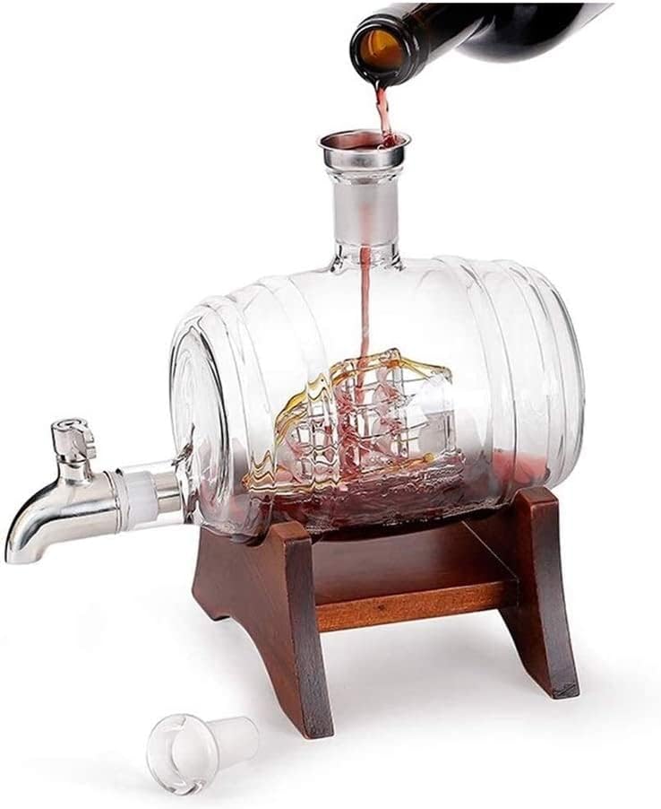 Decanter de uísque de Brewix Decanter decantador, dispensador de bebidas alcoólicas de 1000 ml Decanter de barril artesanal