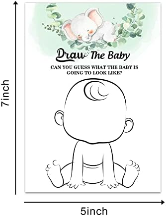 Cartões de jogo para chá de bebê, elefante fofo desenhe o cartão de jogo do bebê para festa de chá de bebê ， engraçado gelo