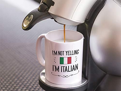Canecas de café italiano engraçado Casitika. 11 Oz Cerâmica Itália Flag de ROVA CUSTO. Não estou gritando, sou italiano.