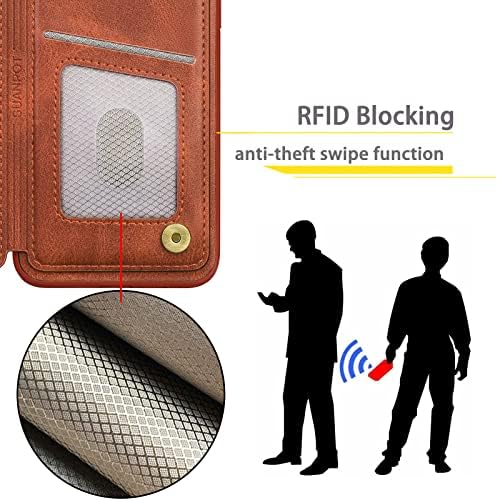 Suanpot 【Bloqueio de RFID para a capa da carteira Samsung Galaxy A12 com porta -crédito, Livro de Coloque de Couro de