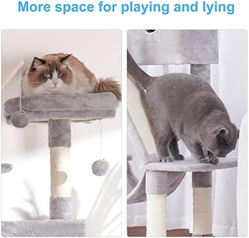 Ei-brother Cat Tree, Torre de gato de 61 polegadas para gatos internos, casa de gatos com cama de plataforma acolchoada, bolas
