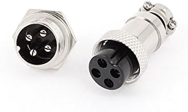 Aexit 3 pares acessórios de áudio e vídeo 16mm rosca 4 pinos masculino painel feminino conectores de aviação de metal e conector