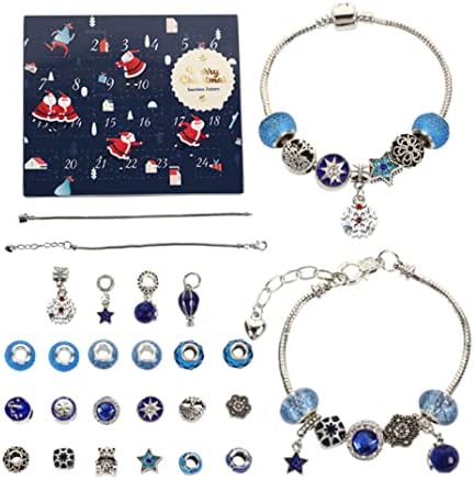 Bracelete do calendário do advento Bracelete de natal Adinentes Calendário calendário calendário de joias para meninas azul