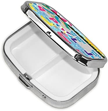Flamingo e piscina portátil Mini viagens diárias Caixa de comprimidos - lembrete de comprimidos quadrados, caixa de vitamina