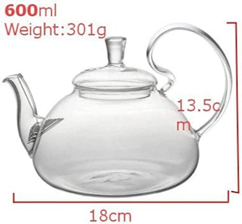 Chaleira de chá de ervas Bule de vidro resistente ao calor de 600 ml com bule de bule de filtro