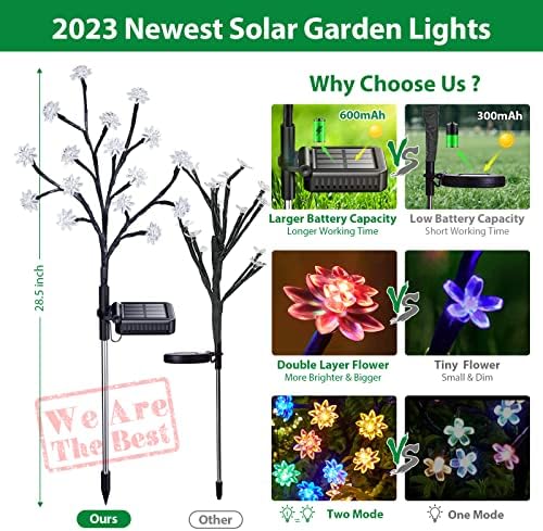 Decoração de jardim de luzes solares solares de escravos, 6 pacote de luzes solares solares de jardim aprimoradas à prova d'água ao