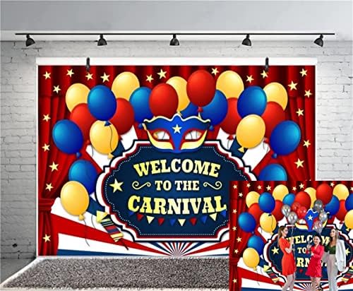 Lfeey 7x5ft coloful balões cenários de carnaval para festa de cortina vermelha decoração de interiores decoração de máscara