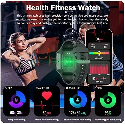 Anytec Smart Watches for Men, Bluetooth Call Waterperspert Rastreador de fitness Smart Watch for Android e iOS com freqüência cardíaca/pressão