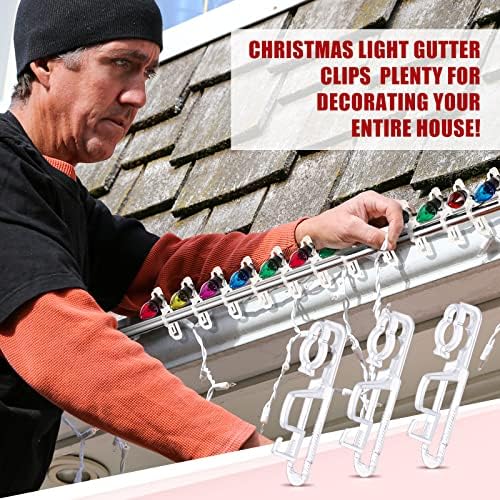 Yulejo Christmas Light Clips Gutter Ganches para calhas e telhas Trabalho de férias com C6 C7 C9 LED Mini Icicle Lights