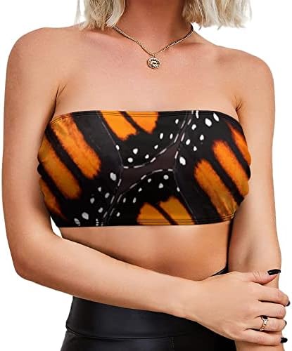 Laranja monarca borboleta asas wings femininos sexy colheita de tubo top top bandleau strapless sutiã sem costura