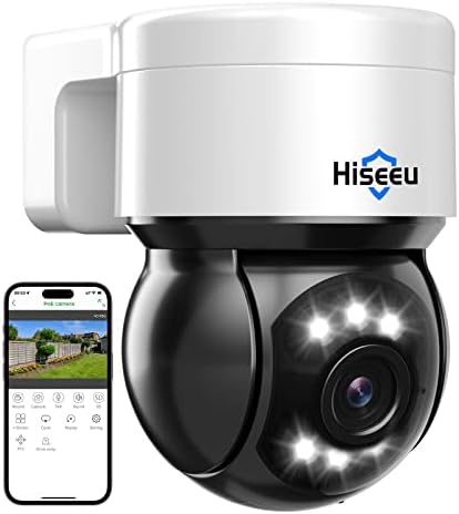 HisEeu [rastreamento automático] 5MP POE PTZ Câmera de segurança ao ar livre, câmeras de segurança doméstica com áudio