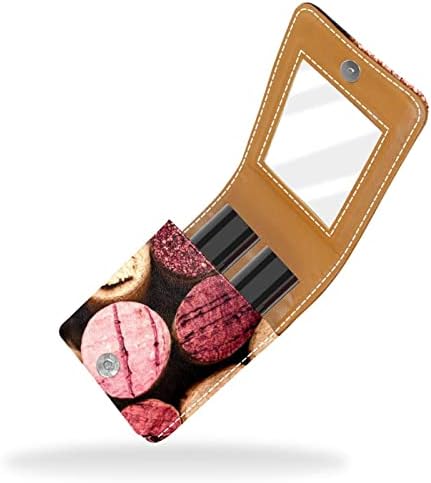 Mini estojo de batom com espelho para bolsa, organização portátil de caixa portátil de rolhas de vinho