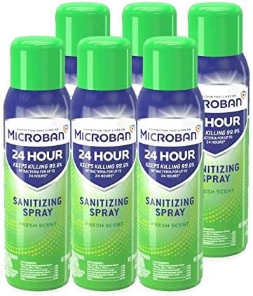 Microban spray de higienização 24 horas, perfume fresco, 6 latas/estojo, 15 fl oz cada
