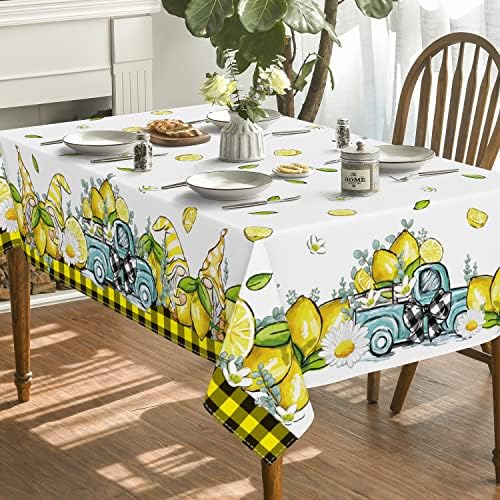 Horaldaily Summer Spring Tolera de mesa 60x84 polegadas, caminhão aquarela capa de mesa de limão para o jantar de piquenique