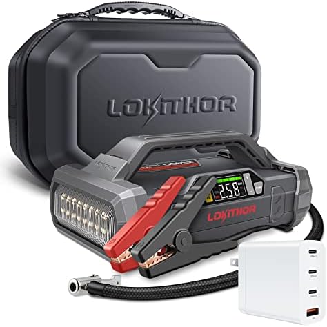 Lokithor JA400 1750A 12V Jump Starter com compressor de ar e carregador USB C 100W de 100W