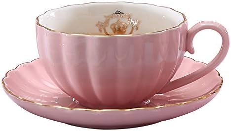 HEASA Porcelana British Royal Series Singel Tea Coffee Cup com pires, copo de cappuccino de 8 onças, copo de café com leite,