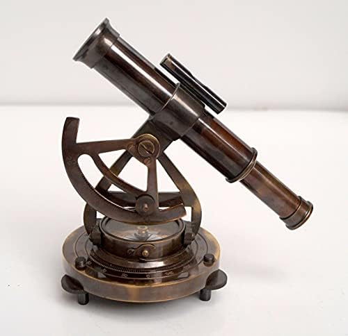 Crystal-Crafts Antique Brass Teodolite 5 Alidade Telescope Compass Survey Instrument Instrument Gift