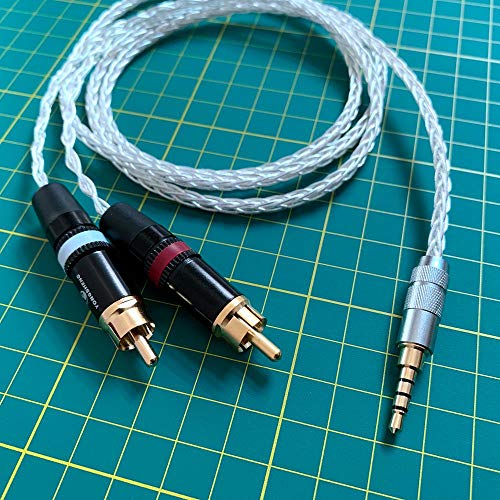 Gagacoccc RCA Cabo de áudio 3,5 mm TRRs equilibrado para 2 RCA Male Hi-End Pcocc Silver Plated Audio Audio Adapter Cable
