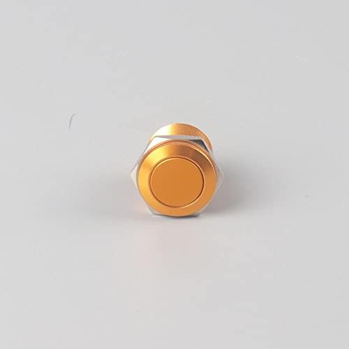 1pcs 16mm 2pin Gold Botão momentâneo do LED Redefinir Black Metal Push Push - interruptor -