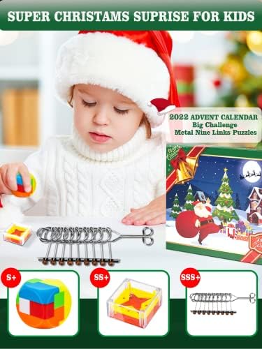 Calendário do Advento 2022 Para Crianças - Presentes de Natal Teaser Cérebro Puzzles - Caixa de presente de decoração