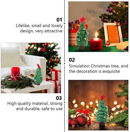 Bestoyard mini árvore de Natal, estrela de pelúcia, pequena árvore pequena com bases de madeira para festa de férias
