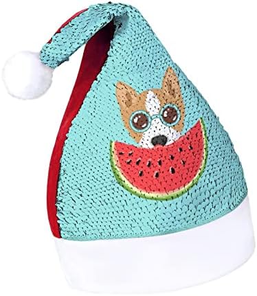 Menlela Corgi Funnic Chatch Hat Chatch Hats Santa Claus para homens Mulheres Decorações de festas de férias de Natal