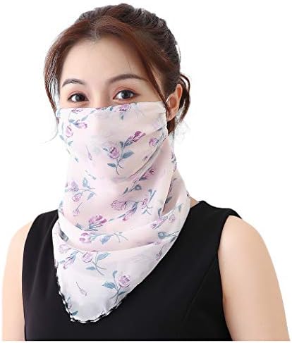 máscara facial sem costura iqka feminino Proteção solar pescoço de pescoço impressão floral máscaras de cachecol fino