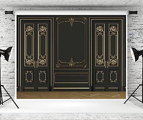 Kate 10 × 6,5ft quarto retrô interior cenário europeu quadro europeu clássico preto painol de madeira dourada fotografia